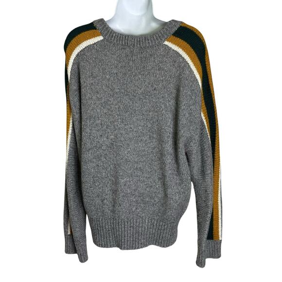 Madewell Heath Pullover Sweater L Gray Stripe Oversized Wool Alpaca Blend Boho - Picture 4 of 13
